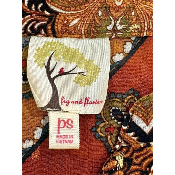 Anthropologie Fig and Flower Long Sleeve Dressy Boho Blouse Sz Small Petite EUC - Picture 3 of 9